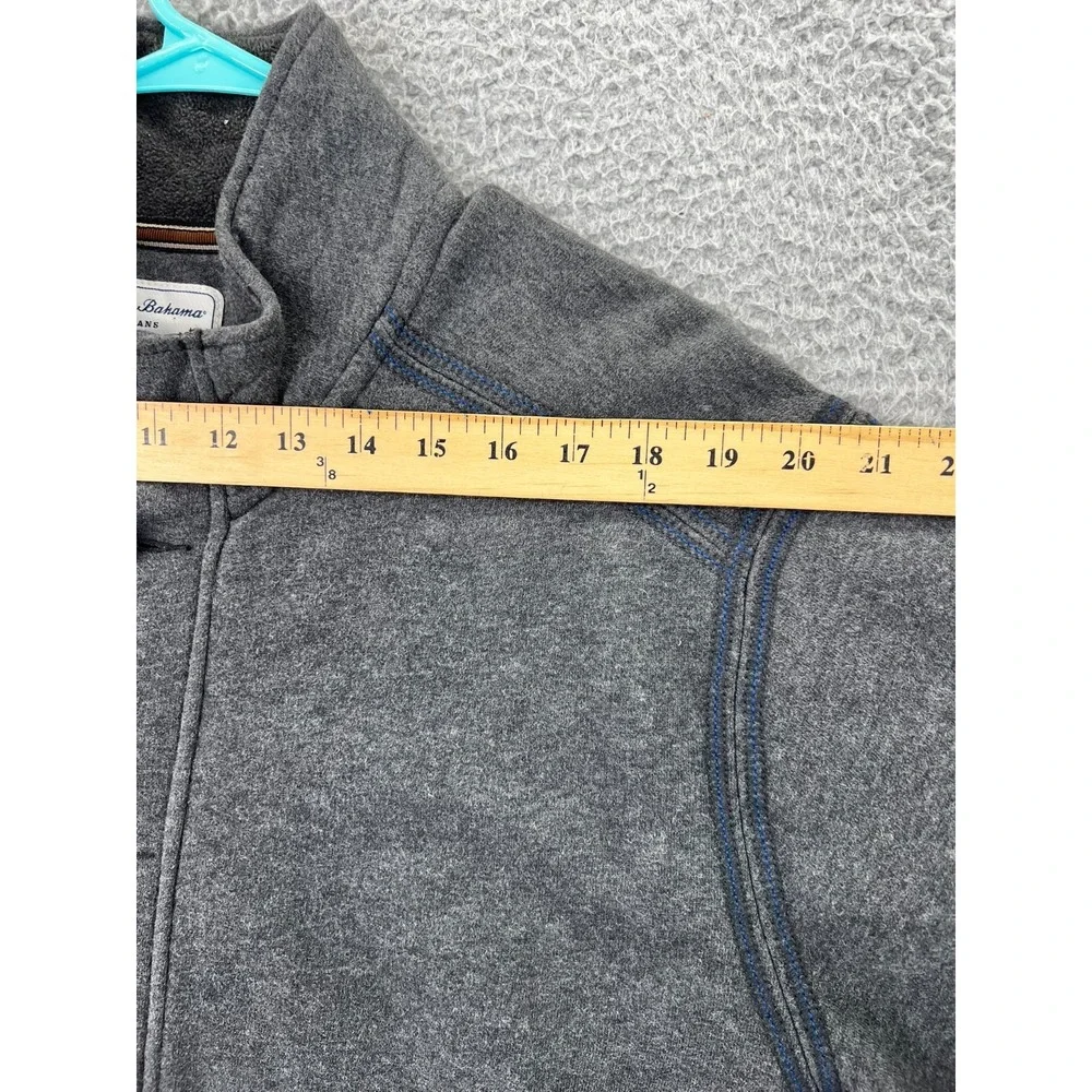 Tommy‎ Bahama Sweater Mens XL Gray Blue Button Island Modern Fit Mock Fleece